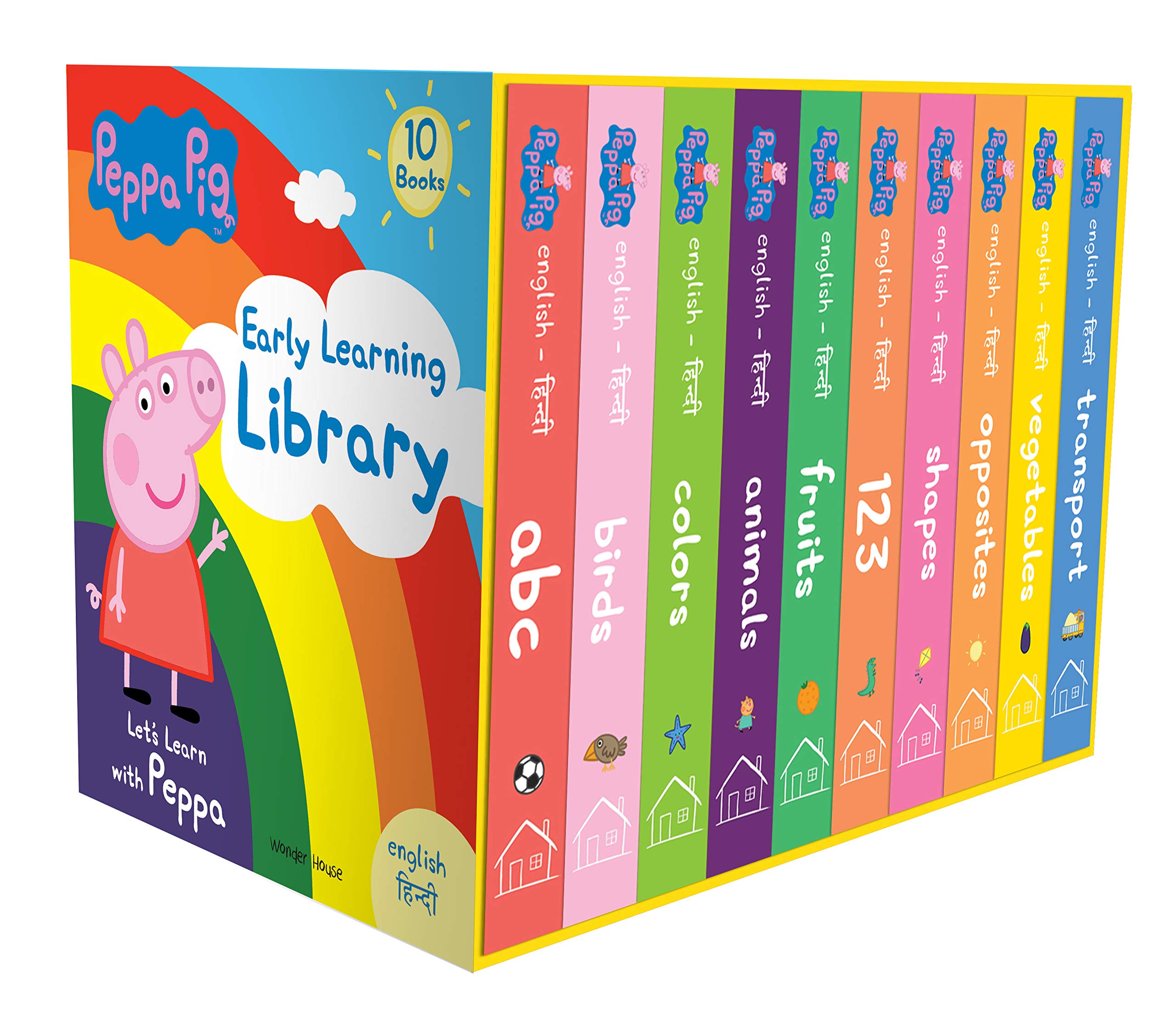 Peppa Pig Early Learning Library (English-Hindi): Boxset of 10 Board Books for Children