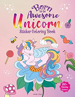 Born To Be Awesome Unicorn Sticker Coloring Book