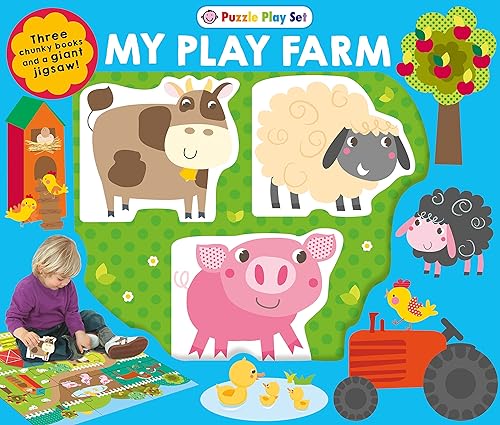 Puzzle Play Set: Farm: Three Chunky Books and a Giant Jigsaw Puzzle! (First Learning Play Sets)