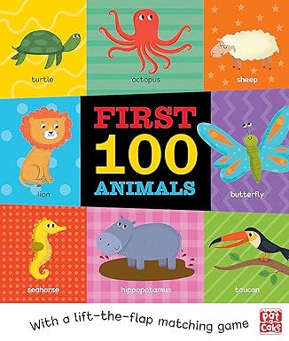 First 100 Animals: A board book with a lift-the-flap matching game