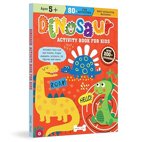 Dinosaur Activity Book for Kids Coloring, Mazes, Facts & More | Ages 4–8 | A Jurassic Adventure Packed with Learning & Fun