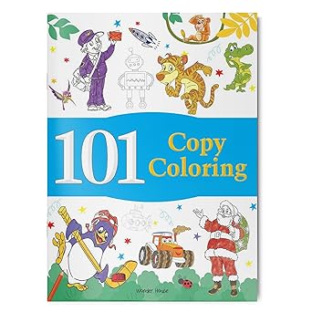 101 Copy Coloring: Fun Activity Book For Children (Ages 3-6) I Screen Free time of 3 hours