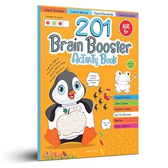 201 Brain Booster Activity Book - Fun Activities and Exercises For Children | Tracing & Pattern, Colors & Shapes, Maze | Ages 5 and up | 1.5 hours of