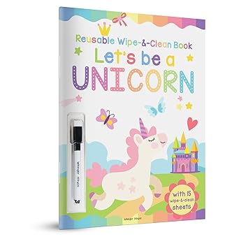 Let's be a Unicorn - Reusable Wipe And Clean Activity Book
